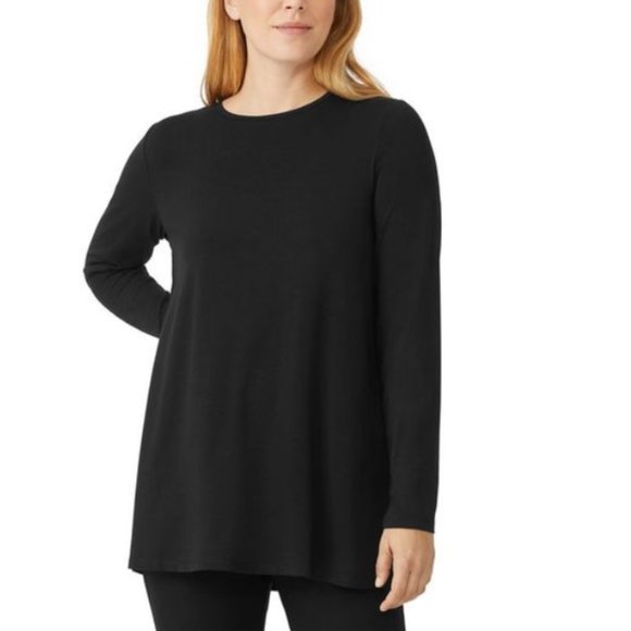 EILEEN FISHER Tops - NWT Eileen Fisher Black Crew Neck Tunic Top Black Size XL